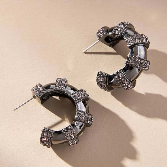 Anthropologie Small Crystal Hoops NWT New With Tags - Picture 1 of 5